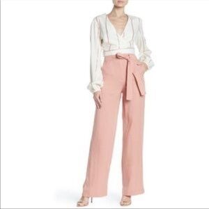Tularosa High Waisted Linen Blend Wide Leg Pants